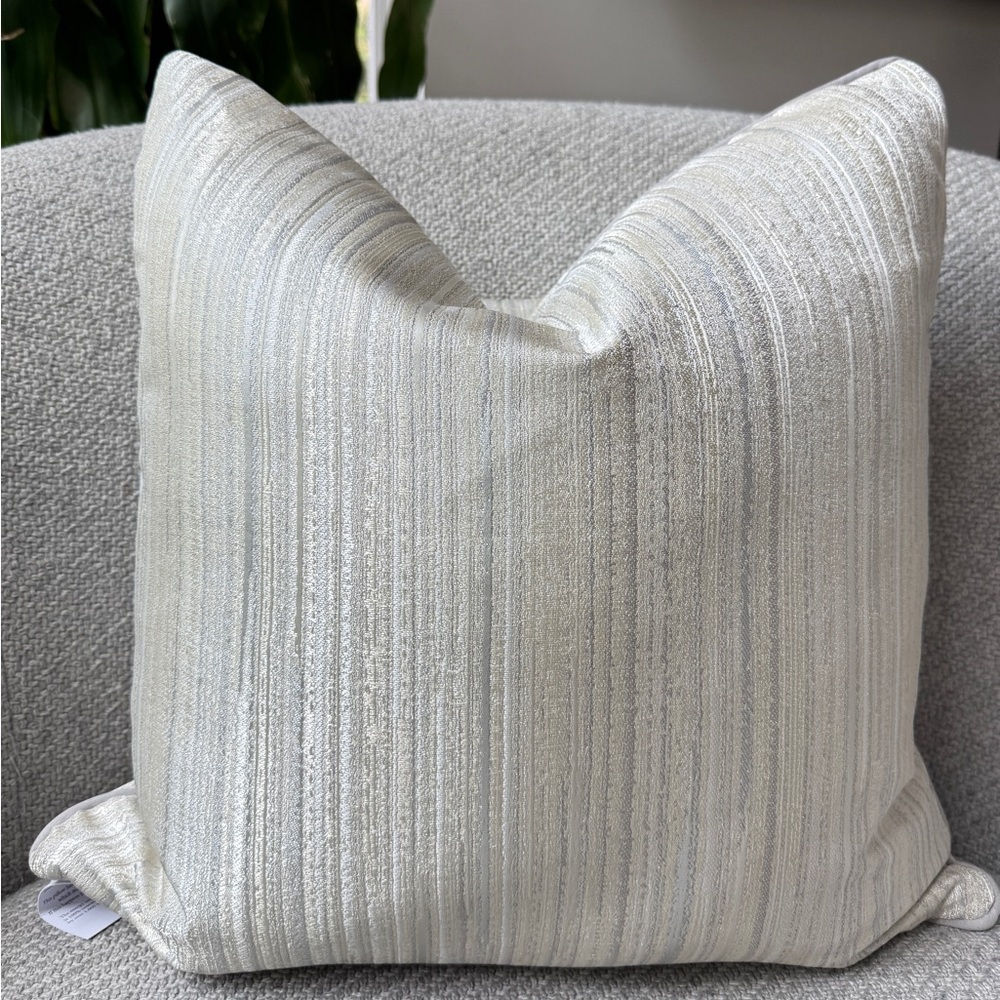 Caldeira Luxury Light Gray Silver Platinum Textured  Metallic Square Pillow